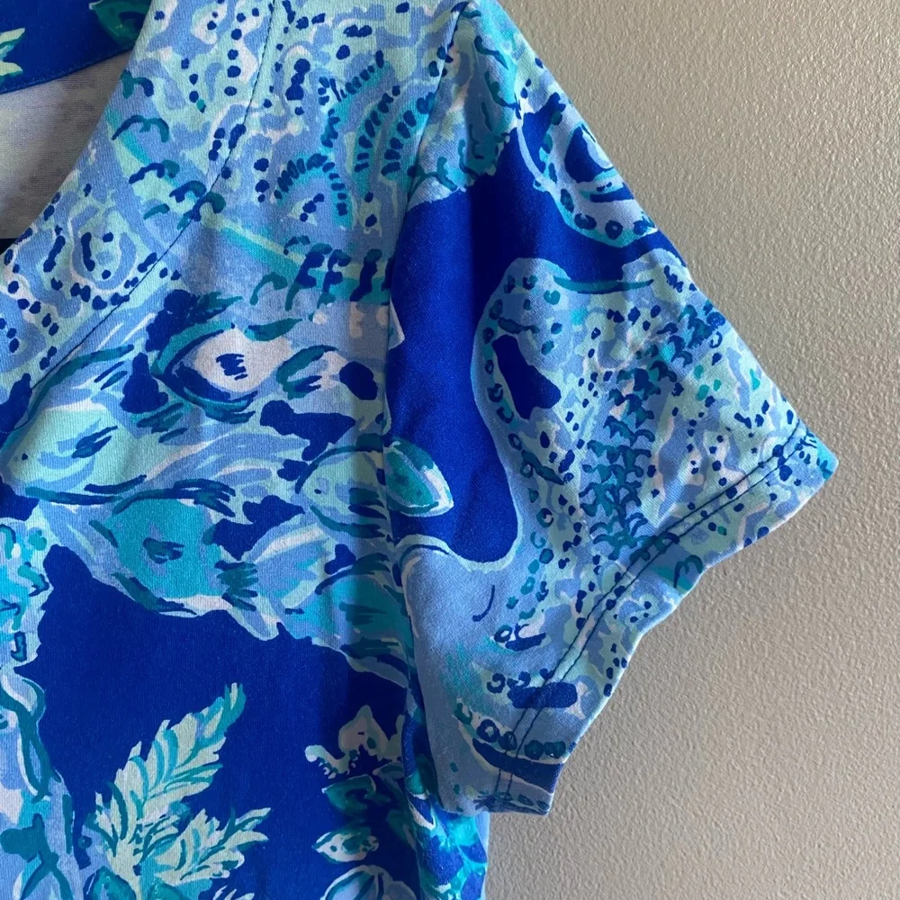 Lilly Pulitzer Blue‎ & Aqua Notch-Neck Mini Dress